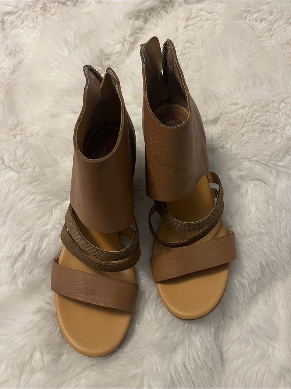 Kork-Ease Brown Strappy Zip-Back Sandals